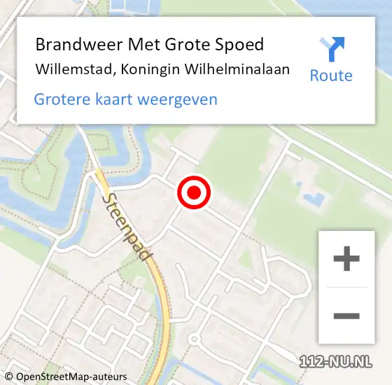 Locatie op kaart van de 112 melding: Brandweer Met Grote Spoed Naar Willemstad, Koningin Wilhelminalaan op 21 oktober 2023 16:11