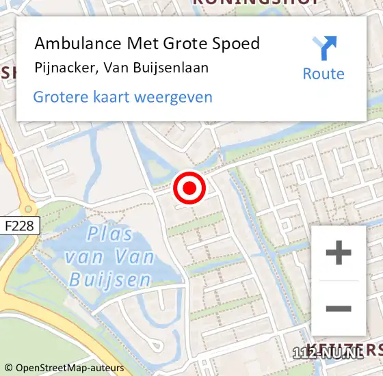 Locatie op kaart van de 112 melding: Ambulance Met Grote Spoed Naar Pijnacker, Van Buijsenlaan op 21 oktober 2023 16:34