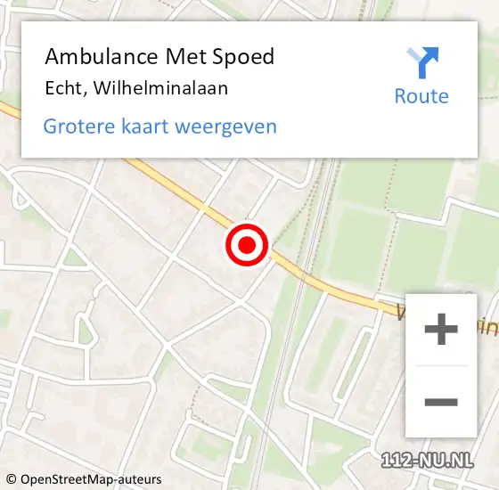 Locatie op kaart van de 112 melding: Ambulance Met Spoed Naar Echt, Wilhelminalaan op 21 oktober 2023 16:44