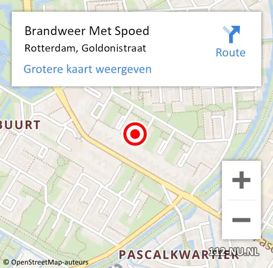 Locatie op kaart van de 112 melding: Brandweer Met Spoed Naar Rotterdam, Goldonistraat op 21 oktober 2023 16:45