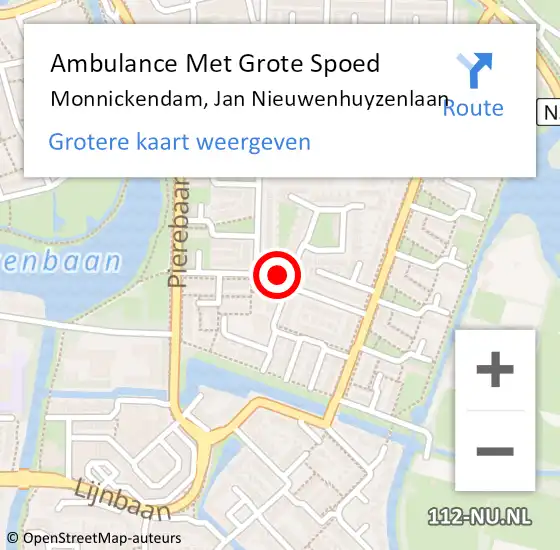 Locatie op kaart van de 112 melding: Ambulance Met Grote Spoed Naar Monnickendam, Jan Nieuwenhuyzenlaan op 21 oktober 2023 16:58