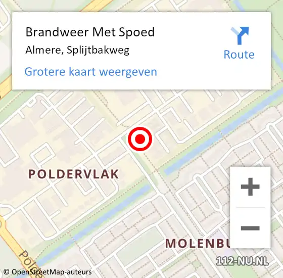 Locatie op kaart van de 112 melding: Brandweer Met Spoed Naar Almere, Splijtbakweg op 21 oktober 2023 17:03