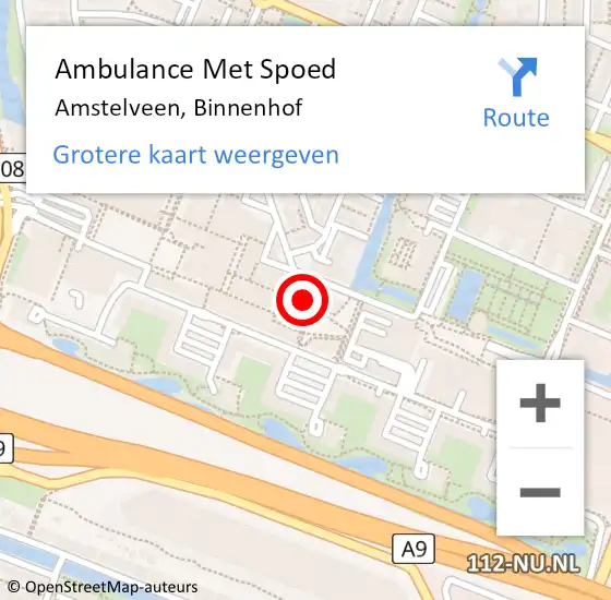 Locatie op kaart van de 112 melding: Ambulance Met Spoed Naar Amstelveen, Binnenhof op 21 oktober 2023 17:06