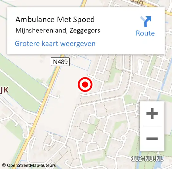 Locatie op kaart van de 112 melding: Ambulance Met Spoed Naar Mijnsheerenland, Zeggegors op 21 oktober 2023 17:11