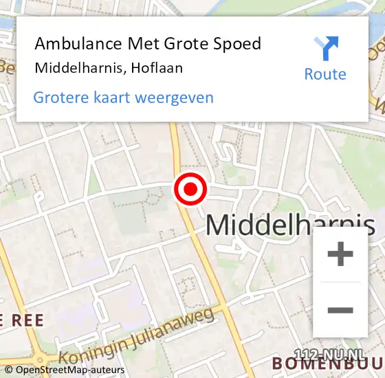 Locatie op kaart van de 112 melding: Ambulance Met Grote Spoed Naar Middelharnis, Hoflaan op 21 oktober 2023 17:57