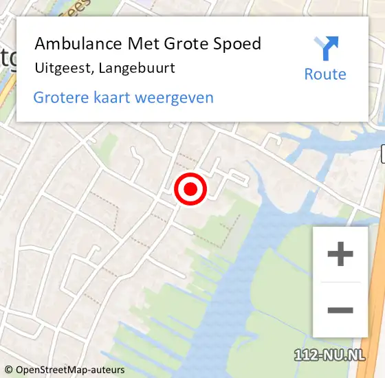 Locatie op kaart van de 112 melding: Ambulance Met Grote Spoed Naar Uitgeest, Langebuurt op 21 oktober 2023 17:58