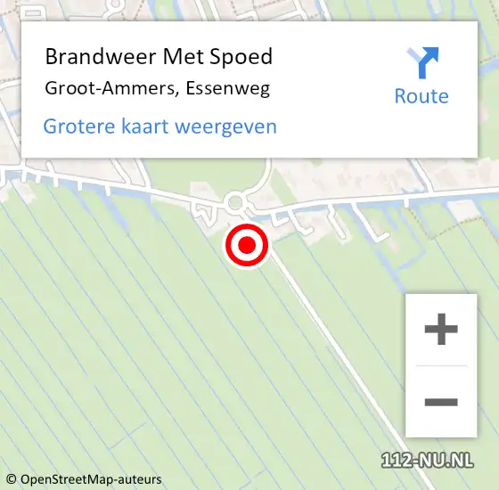 Locatie op kaart van de 112 melding: Brandweer Met Spoed Naar Groot-Ammers, Essenweg op 21 oktober 2023 17:59