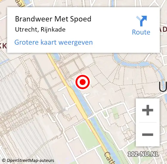 Locatie op kaart van de 112 melding: Brandweer Met Spoed Naar Utrecht, Rijnkade op 21 oktober 2023 18:31