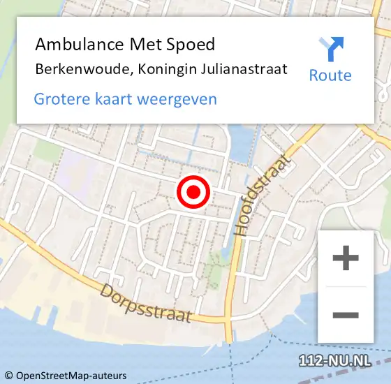 Locatie op kaart van de 112 melding: Ambulance Met Spoed Naar Berkenwoude, Koningin Julianastraat op 21 oktober 2023 18:36