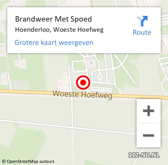 Locatie op kaart van de 112 melding: Brandweer Met Spoed Naar Hoenderloo, Woeste Hoefweg op 21 oktober 2023 18:52