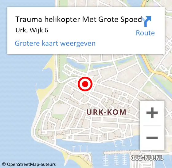 Locatie op kaart van de 112 melding: Trauma helikopter Met Grote Spoed Naar Urk, Wijk 6 op 21 oktober 2023 19:01