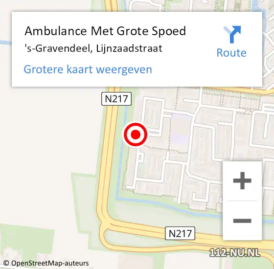 Locatie op kaart van de 112 melding: Ambulance Met Grote Spoed Naar 's-Gravendeel, Lijnzaadstraat op 21 oktober 2023 19:02