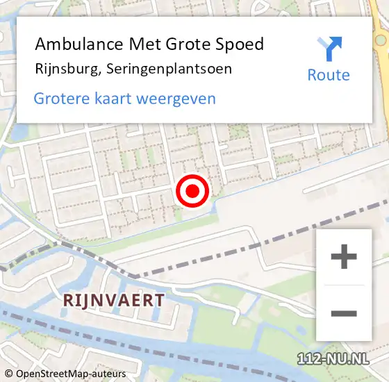 Locatie op kaart van de 112 melding: Ambulance Met Grote Spoed Naar Rijnsburg, Seringenplantsoen op 21 oktober 2023 19:10