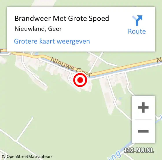 Locatie op kaart van de 112 melding: Brandweer Met Grote Spoed Naar Nieuwland, Geer op 21 oktober 2023 19:11