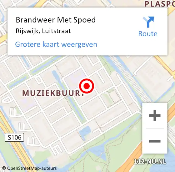 Locatie op kaart van de 112 melding: Brandweer Met Spoed Naar Rijswijk, Luitstraat op 21 oktober 2023 19:25