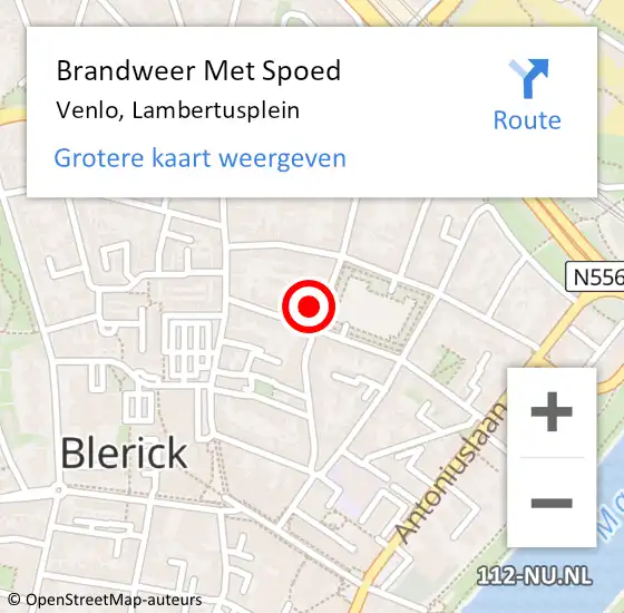 Locatie op kaart van de 112 melding: Brandweer Met Spoed Naar Venlo, Lambertusplein op 21 oktober 2023 19:29