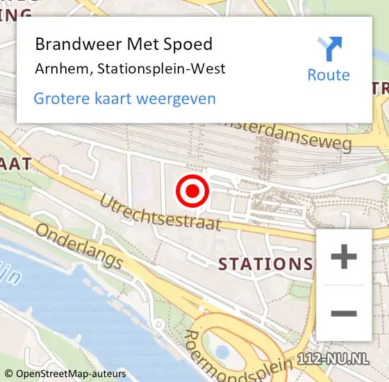 Locatie op kaart van de 112 melding: Brandweer Met Spoed Naar Arnhem, Stationsplein-West op 21 oktober 2023 19:37