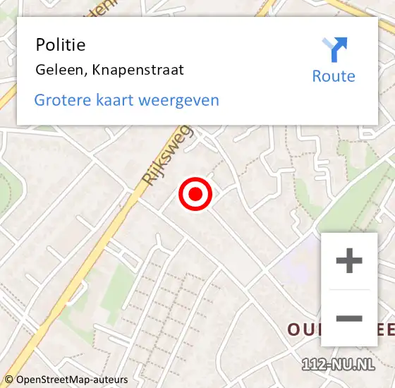 Locatie op kaart van de 112 melding: Politie Geleen, Knapenstraat op 21 oktober 2023 19:38