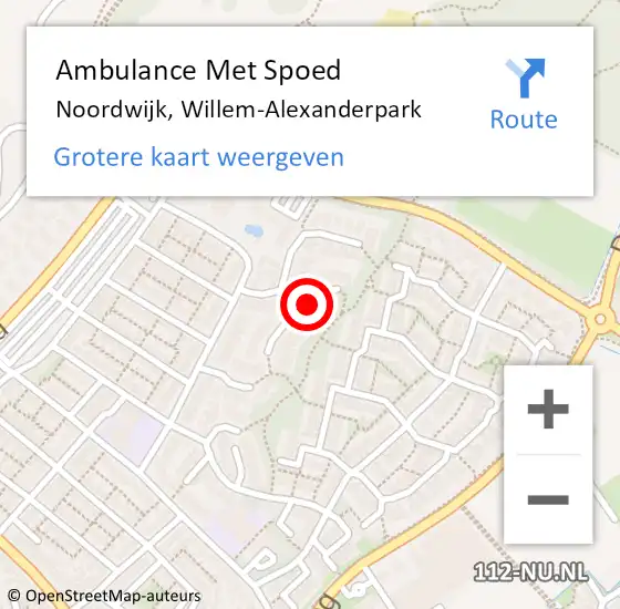 Locatie op kaart van de 112 melding: Ambulance Met Spoed Naar Noordwijk, Willem-Alexanderpark op 21 oktober 2023 19:41