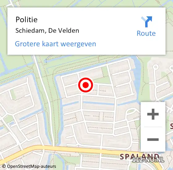 Locatie op kaart van de 112 melding: Politie Schiedam, De Velden op 21 oktober 2023 20:26