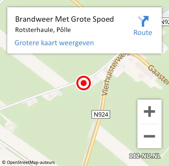 Locatie op kaart van de 112 melding: Brandweer Met Grote Spoed Naar Rotsterhaule, Pôlle op 21 oktober 2023 20:37