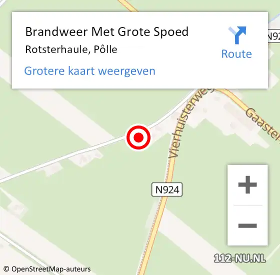 Locatie op kaart van de 112 melding: Brandweer Met Grote Spoed Naar Rotsterhaule, Pôlle op 21 oktober 2023 20:38