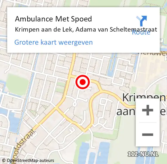 Locatie op kaart van de 112 melding: Ambulance Met Spoed Naar Krimpen aan de Lek, Adama van Scheltemastraat op 21 oktober 2023 21:13