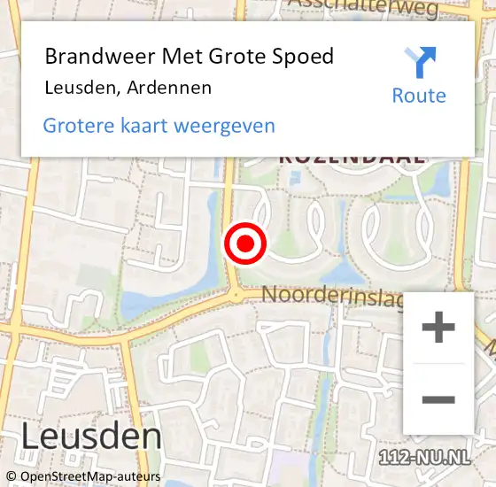 Locatie op kaart van de 112 melding: Brandweer Met Grote Spoed Naar Leusden, Ardennen op 21 oktober 2023 21:18