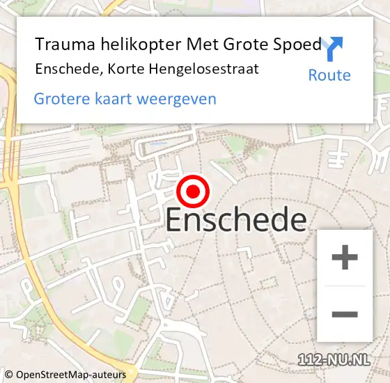 Locatie op kaart van de 112 melding: Trauma helikopter Met Grote Spoed Naar Enschede, Korte Hengelosestraat op 21 oktober 2023 21:53