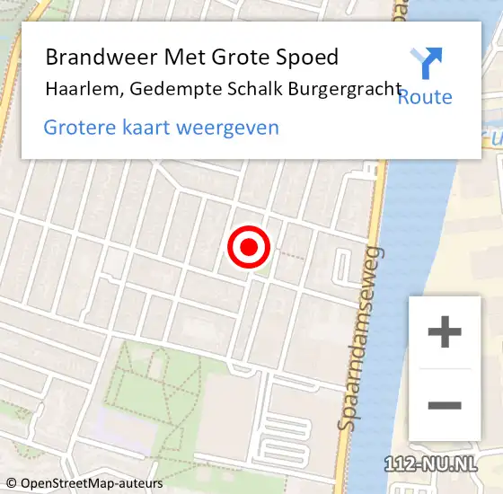 Locatie op kaart van de 112 melding: Brandweer Met Grote Spoed Naar Haarlem, Gedempte Schalk Burgergracht op 21 oktober 2023 22:43