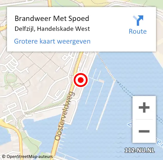 Locatie op kaart van de 112 melding: Brandweer Met Spoed Naar Delfzijl, Handelskade West op 21 oktober 2023 23:16