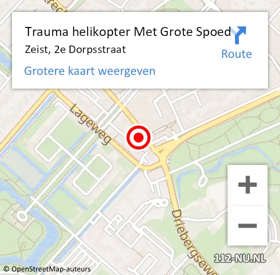 Locatie op kaart van de 112 melding: Trauma helikopter Met Grote Spoed Naar Zeist, 2e Dorpsstraat op 21 oktober 2023 23:17