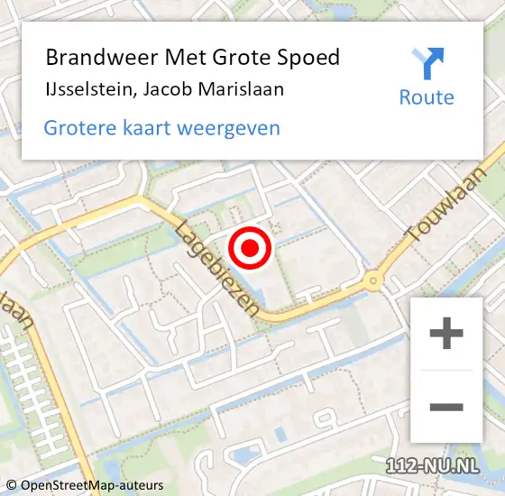 Locatie op kaart van de 112 melding: Brandweer Met Grote Spoed Naar IJsselstein, Jacob Marislaan op 21 oktober 2023 23:23