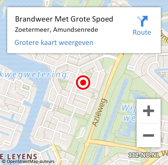 Locatie op kaart van de 112 melding: Brandweer Met Grote Spoed Naar Zoetermeer, Amundsenrede op 21 oktober 2023 23:32