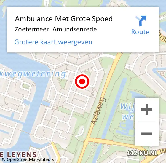 Locatie op kaart van de 112 melding: Ambulance Met Grote Spoed Naar Zoetermeer, Amundsenrede op 21 oktober 2023 23:36