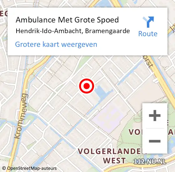 Locatie op kaart van de 112 melding: Ambulance Met Grote Spoed Naar Hendrik-Ido-Ambacht, Bramengaarde op 22 oktober 2023 00:40