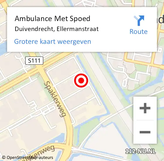 Locatie op kaart van de 112 melding: Ambulance Met Spoed Naar Duivendrecht, Ellermanstraat op 22 oktober 2023 00:50