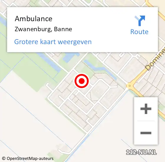 Locatie op kaart van de 112 melding: Ambulance Zwanenburg, Banne op 22 oktober 2023 00:55