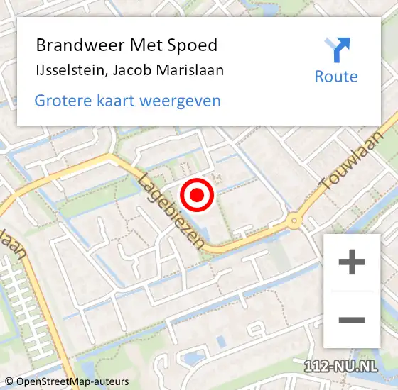 Locatie op kaart van de 112 melding: Brandweer Met Spoed Naar IJsselstein, Jacob Marislaan op 22 oktober 2023 01:14