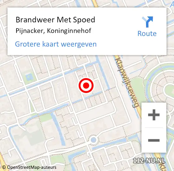 Locatie op kaart van de 112 melding: Brandweer Met Spoed Naar Pijnacker, Koninginnehof op 22 oktober 2023 01:53