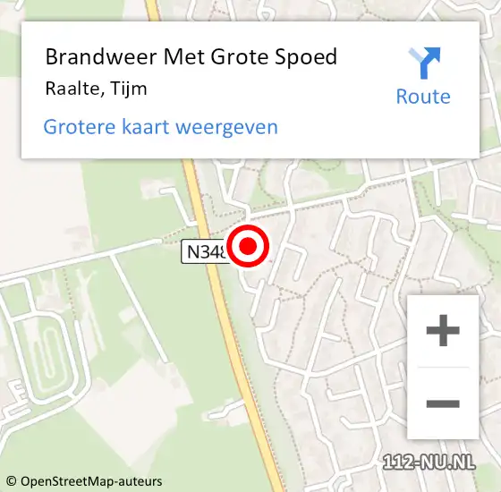 Locatie op kaart van de 112 melding: Brandweer Met Grote Spoed Naar Raalte, Tijm op 22 oktober 2023 02:05