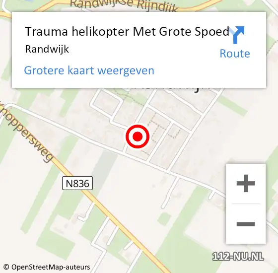 Locatie op kaart van de 112 melding: Trauma helikopter Met Grote Spoed Naar Randwijk op 22 oktober 2023 02:19