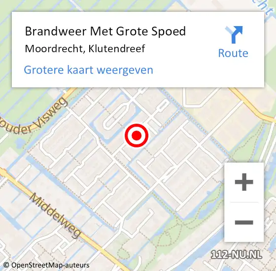 Locatie op kaart van de 112 melding: Brandweer Met Grote Spoed Naar Moordrecht, Klutendreef op 22 oktober 2023 02:50