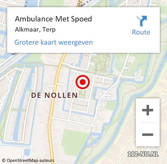 Locatie op kaart van de 112 melding: Ambulance Met Spoed Naar Alkmaar, Terp op 22 oktober 2023 04:48