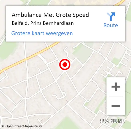 Locatie op kaart van de 112 melding: Ambulance Met Grote Spoed Naar Belfeld, Prins Bernhardlaan op 22 oktober 2023 04:56
