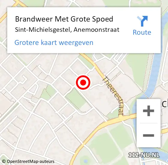 Locatie op kaart van de 112 melding: Brandweer Met Grote Spoed Naar Sint-Michielsgestel, Anemoonstraat op 22 oktober 2023 05:24