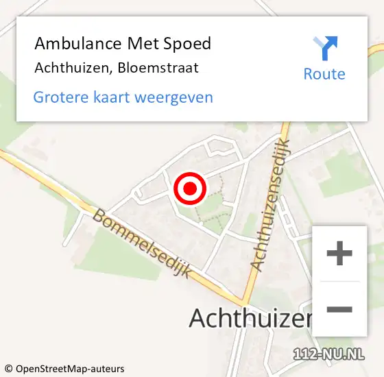 Locatie op kaart van de 112 melding: Ambulance Met Spoed Naar Achthuizen, Bloemstraat op 22 oktober 2023 07:46