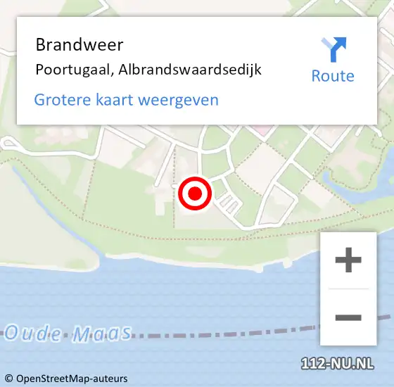 Locatie op kaart van de 112 melding: Brandweer Poortugaal, Albrandswaardsedijk op 22 oktober 2023 07:57