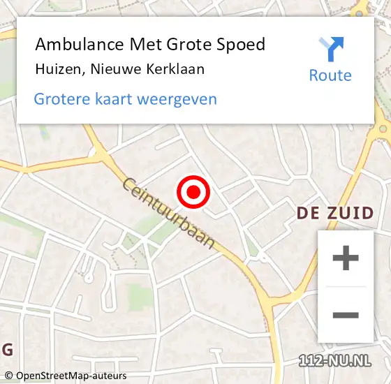 Locatie op kaart van de 112 melding: Ambulance Met Grote Spoed Naar Huizen, Nieuwe Kerklaan op 12 september 2014 12:55