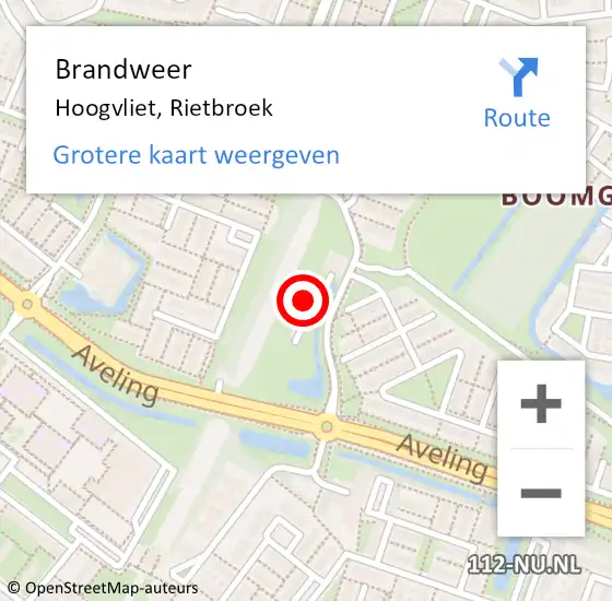 Locatie op kaart van de 112 melding: Brandweer Hoogvliet, Rietbroek op 22 oktober 2023 09:14